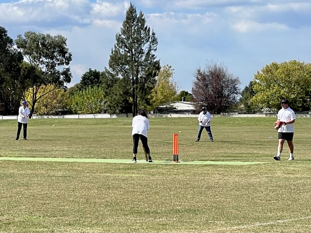 Blind cricket players on the pitch at Eglinton