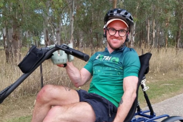 Angus Thompson on his modified bike