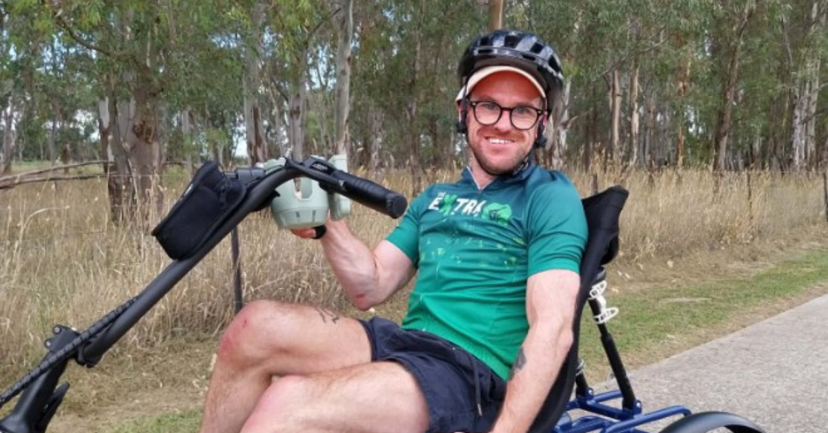 Angus Thompson on his modified bike